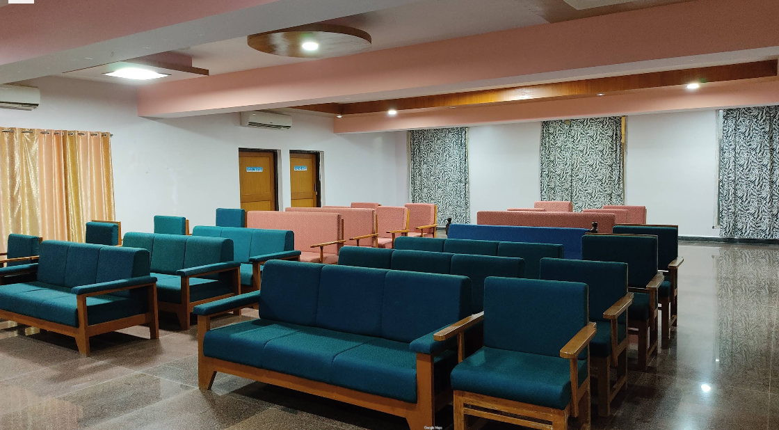 Conference hall setup for corporate meetings at Kanthi Resorts, conference hall in Bagalkot